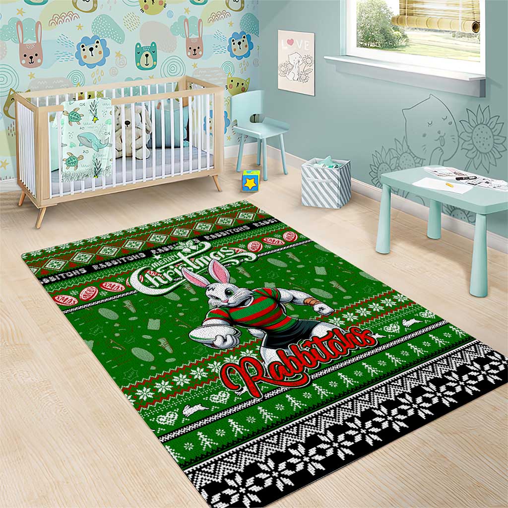 Rabbitohs Rugby Xmas Area Rug Australia NRL Mascot - Vibe Hoodie Shop