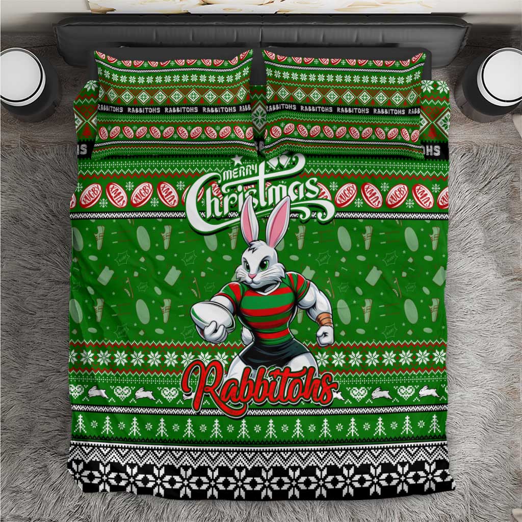 Rabbitohs Rugby Xmas Bedding Set Australia NRL Mascot - Vibe Hoodie Shop