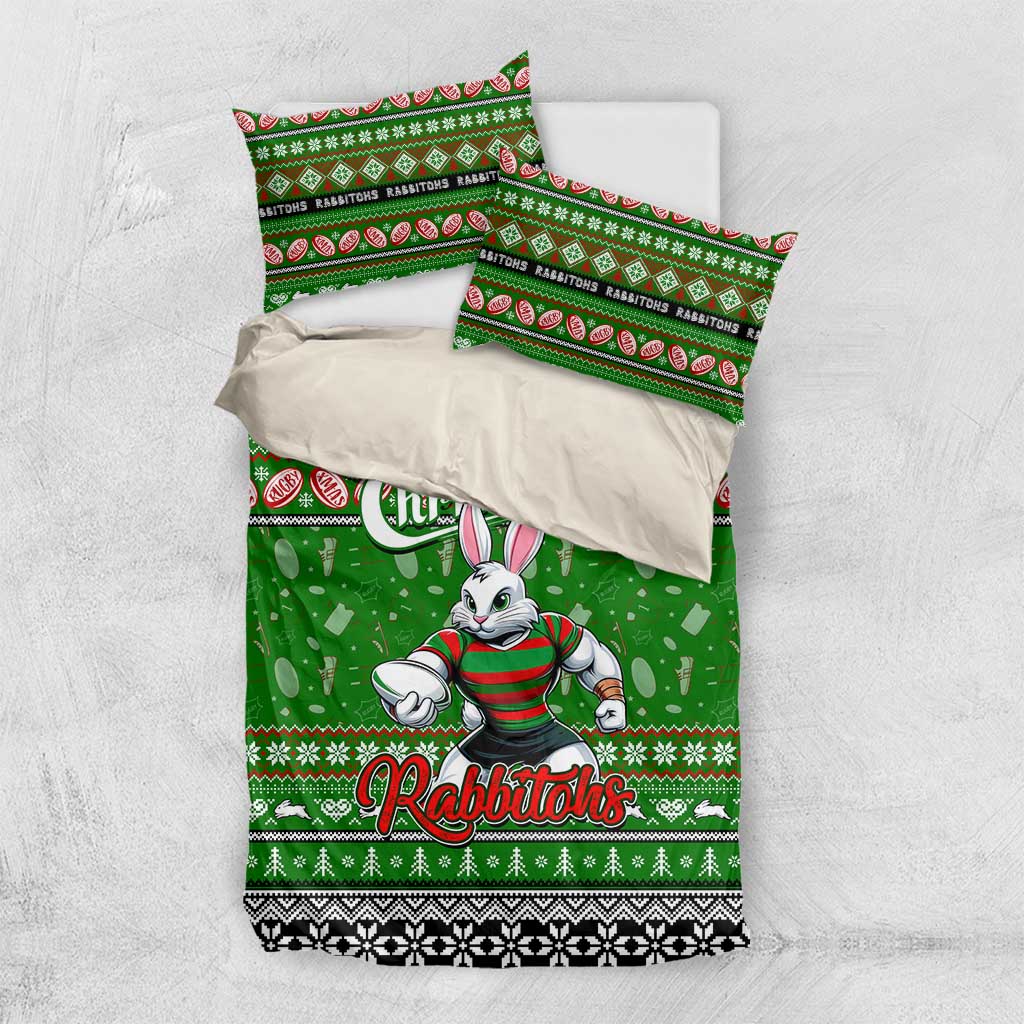 Rabbitohs Rugby Xmas Bedding Set Australia NRL Mascot - Vibe Hoodie Shop