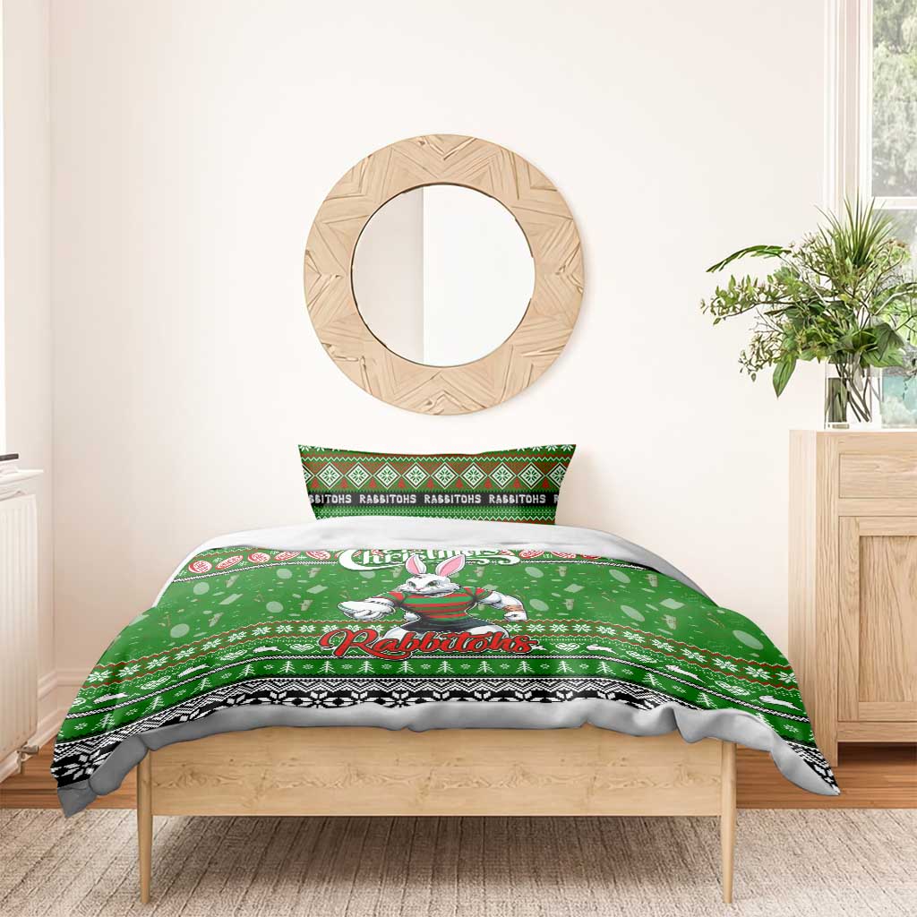 Rabbitohs Rugby Xmas Bedding Set Australia NRL Mascot - Vibe Hoodie Shop