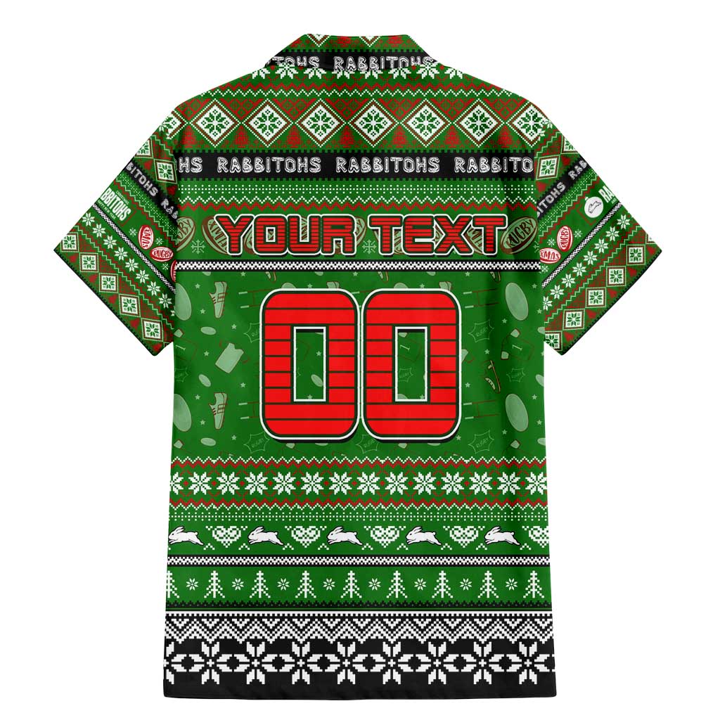 Personalized Rabbitohs Rugby Xmas Family Matching Mermaid Dress and Hawaiian Shirt Australia NRL Mascot