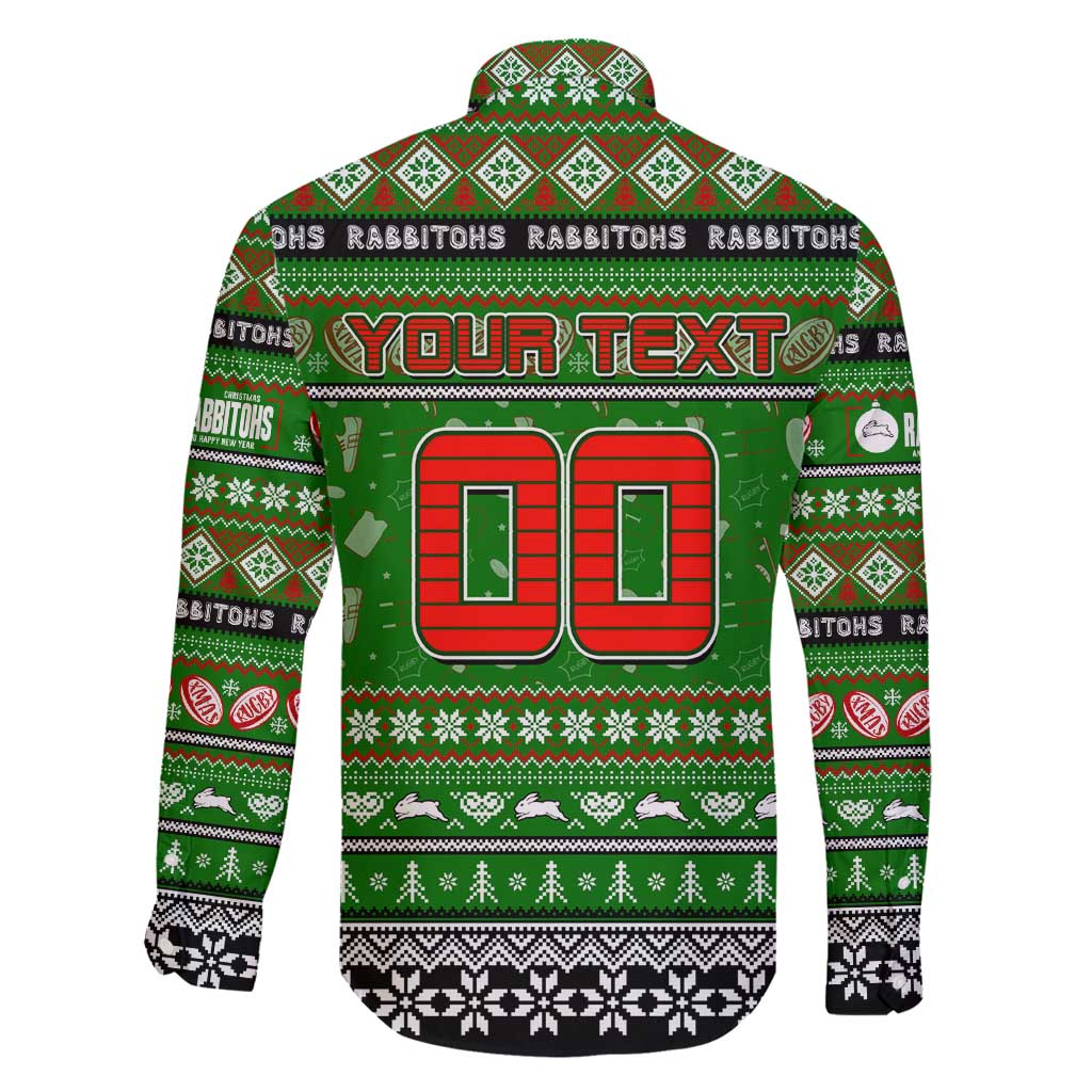 Personalized Rabbitohs Rugby Xmas Family Matching Tank Maxi Dress and Hawaiian Shirt Australia NRL Mascot