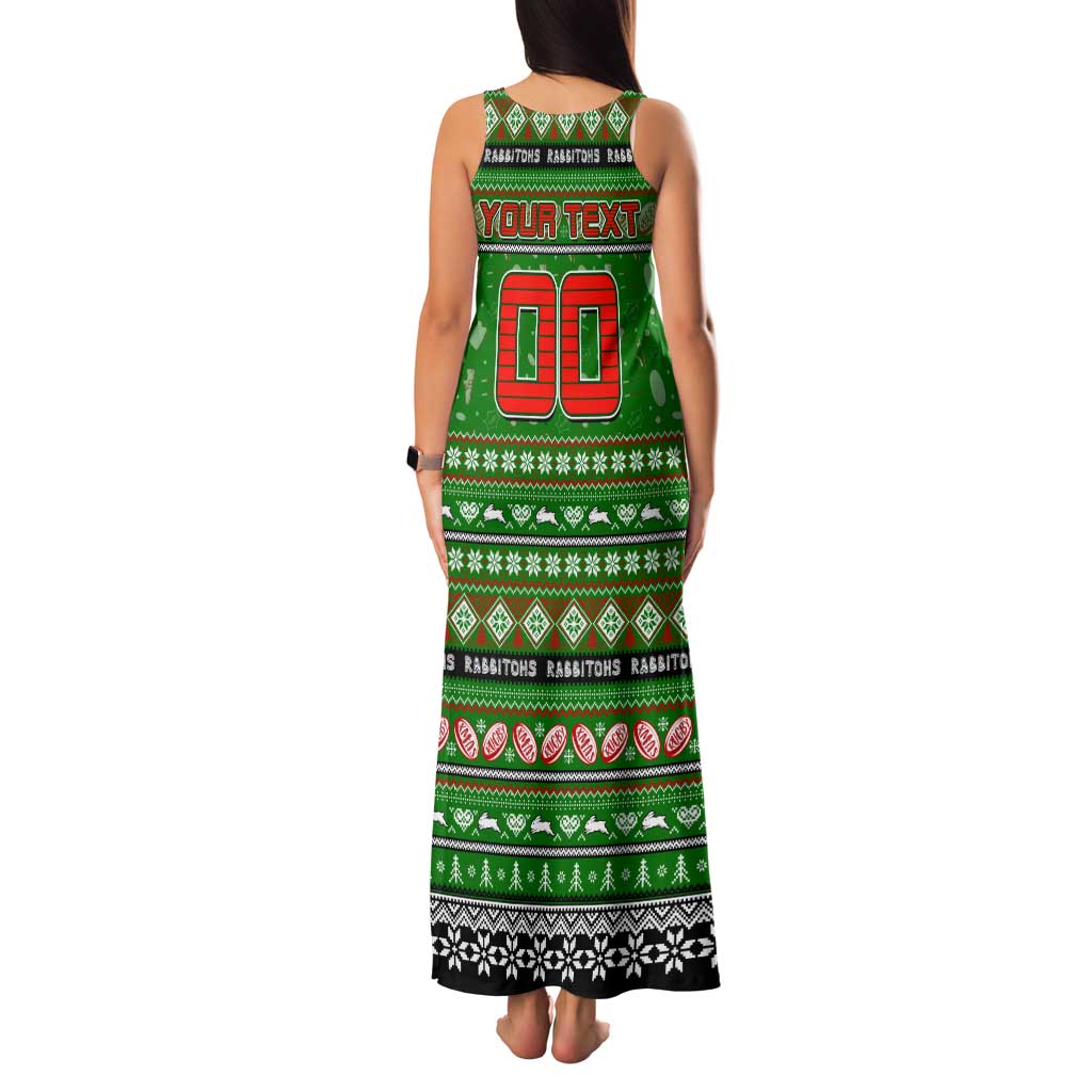 Personalized Rabbitohs Rugby Xmas Family Matching Tank Maxi Dress and Hawaiian Shirt Australia NRL Mascot