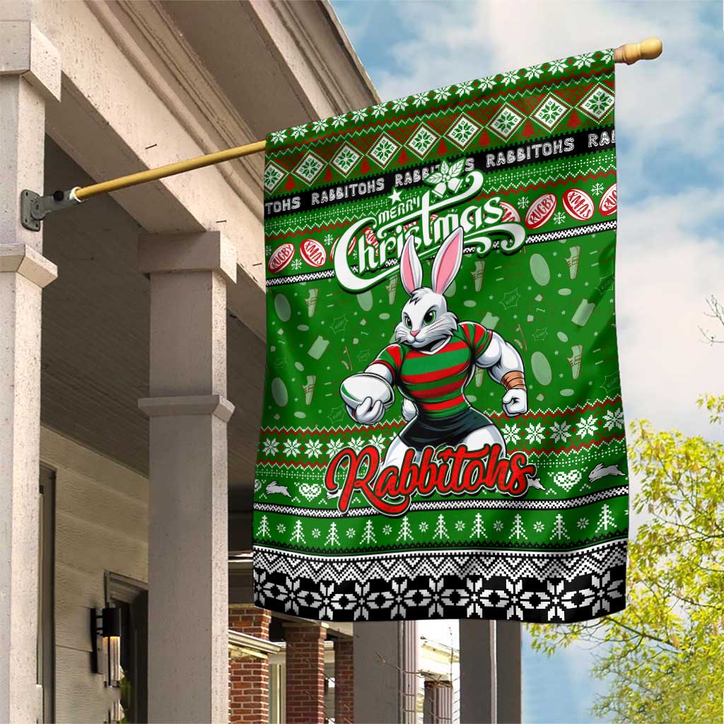 Rabbitohs Rugby Xmas Garden Flag Australia NRL Mascot - Vibe Hoodie Shop