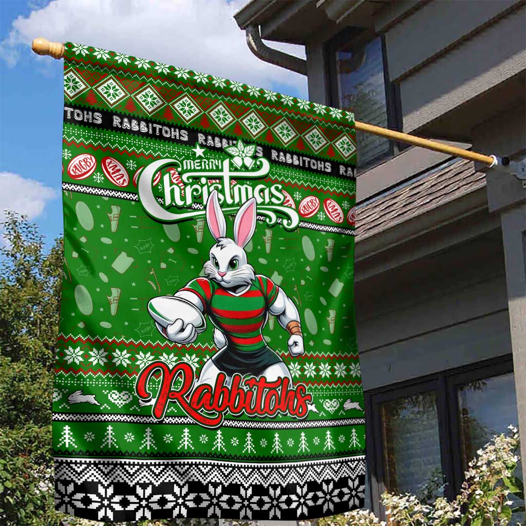 Rabbitohs Rugby Xmas Garden Flag Australia NRL Mascot - Vibe Hoodie Shop