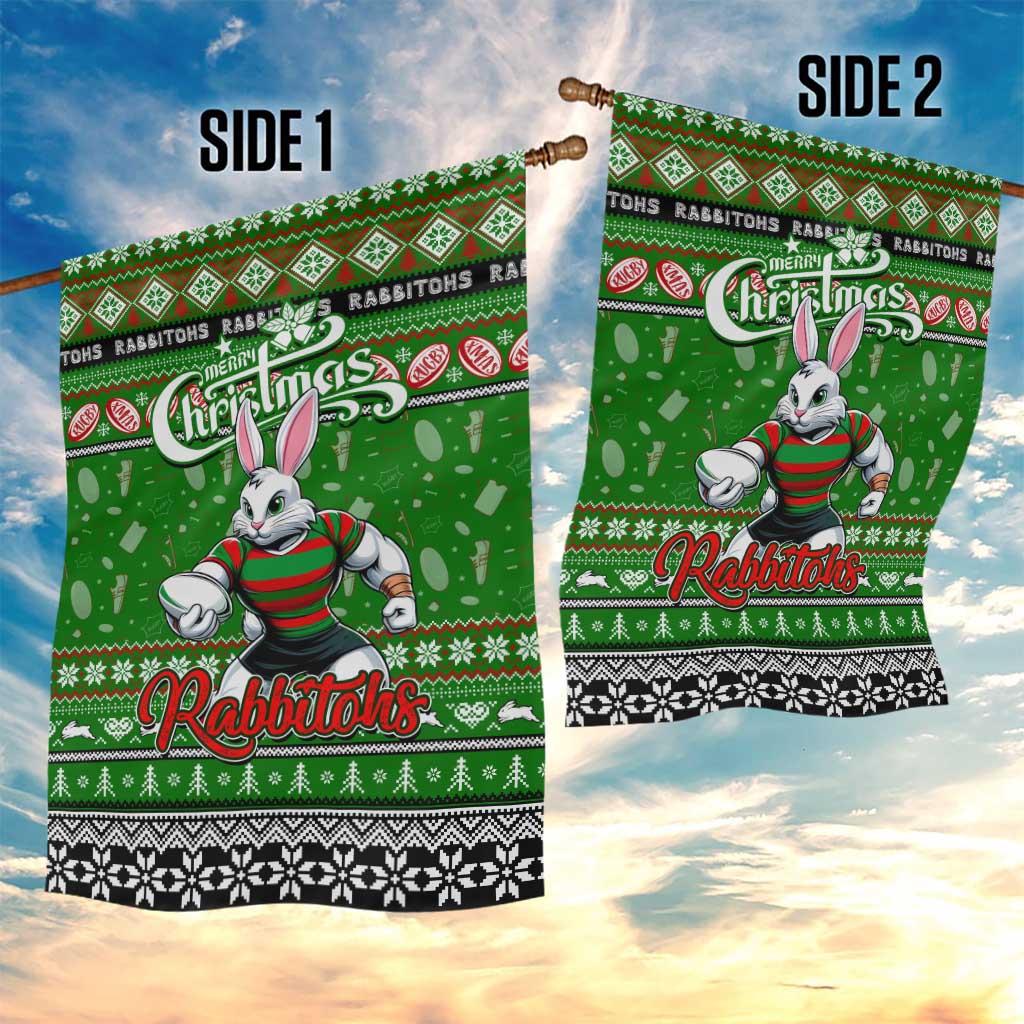 Rabbitohs Rugby Xmas Garden Flag Australia NRL Mascot - Vibe Hoodie Shop