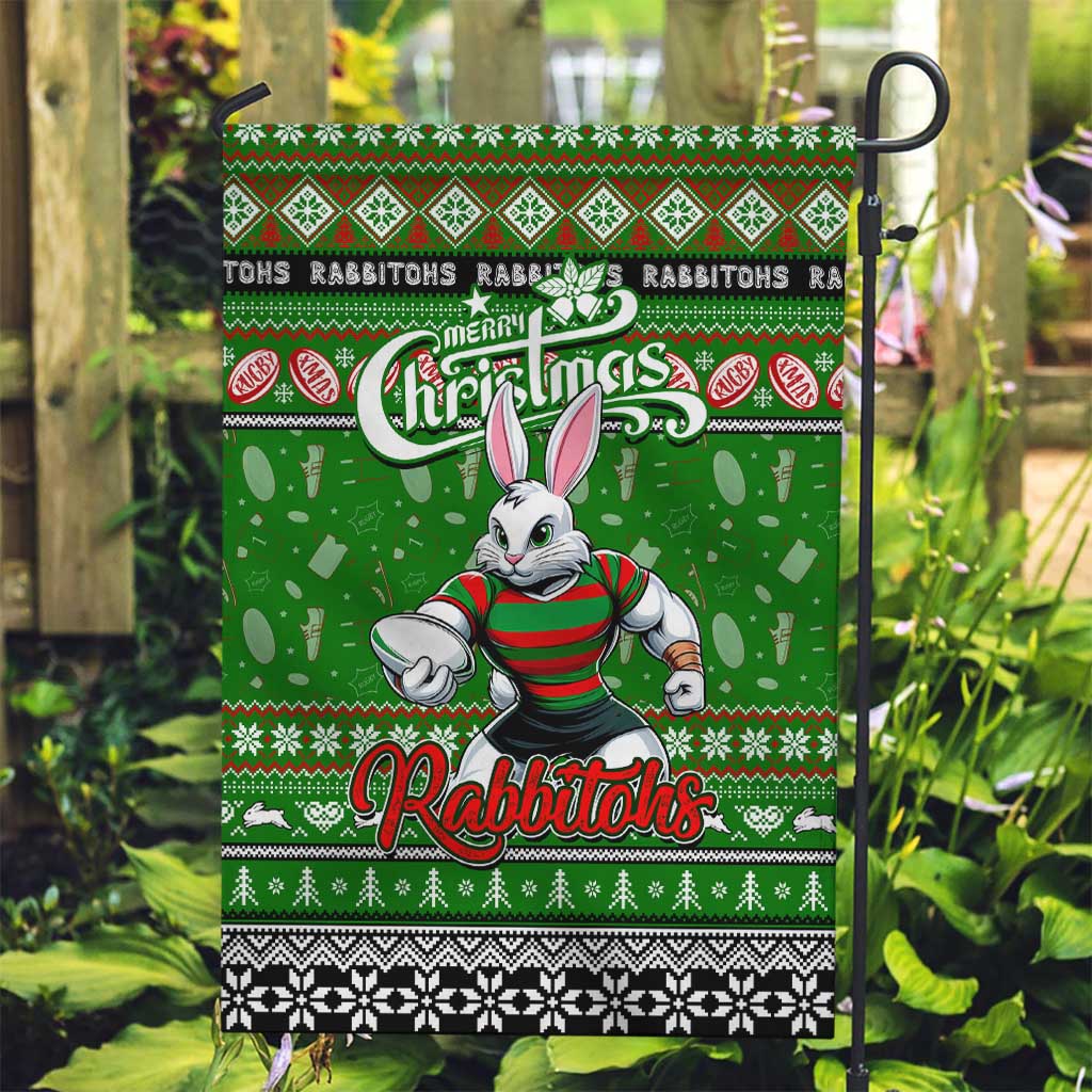 Rabbitohs Rugby Xmas Garden Flag Australia NRL Mascot - Vibe Hoodie Shop