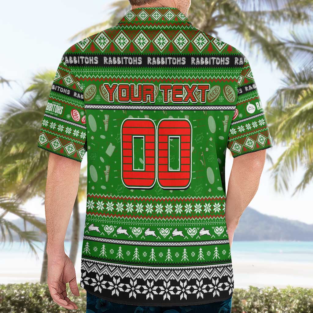 Personalized Rabbitohs Rugby Xmas Hawaiian Shirt Australia NRL Mascot - Vibe Hoodie Shop