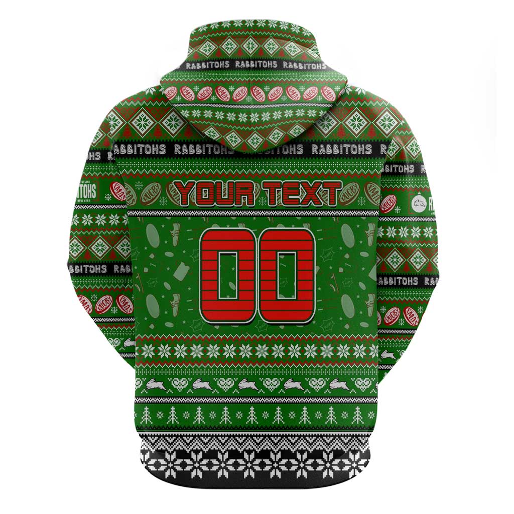 Personalized Rabbitohs Rugby Xmas Hoodie Australia NRL Mascot - Vibe Hoodie Shop