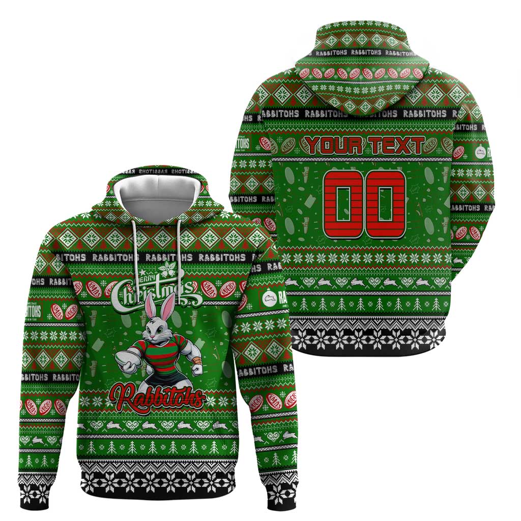 Personalized Rabbitohs Rugby Xmas Hoodie Australia NRL Mascot - Vibe Hoodie Shop