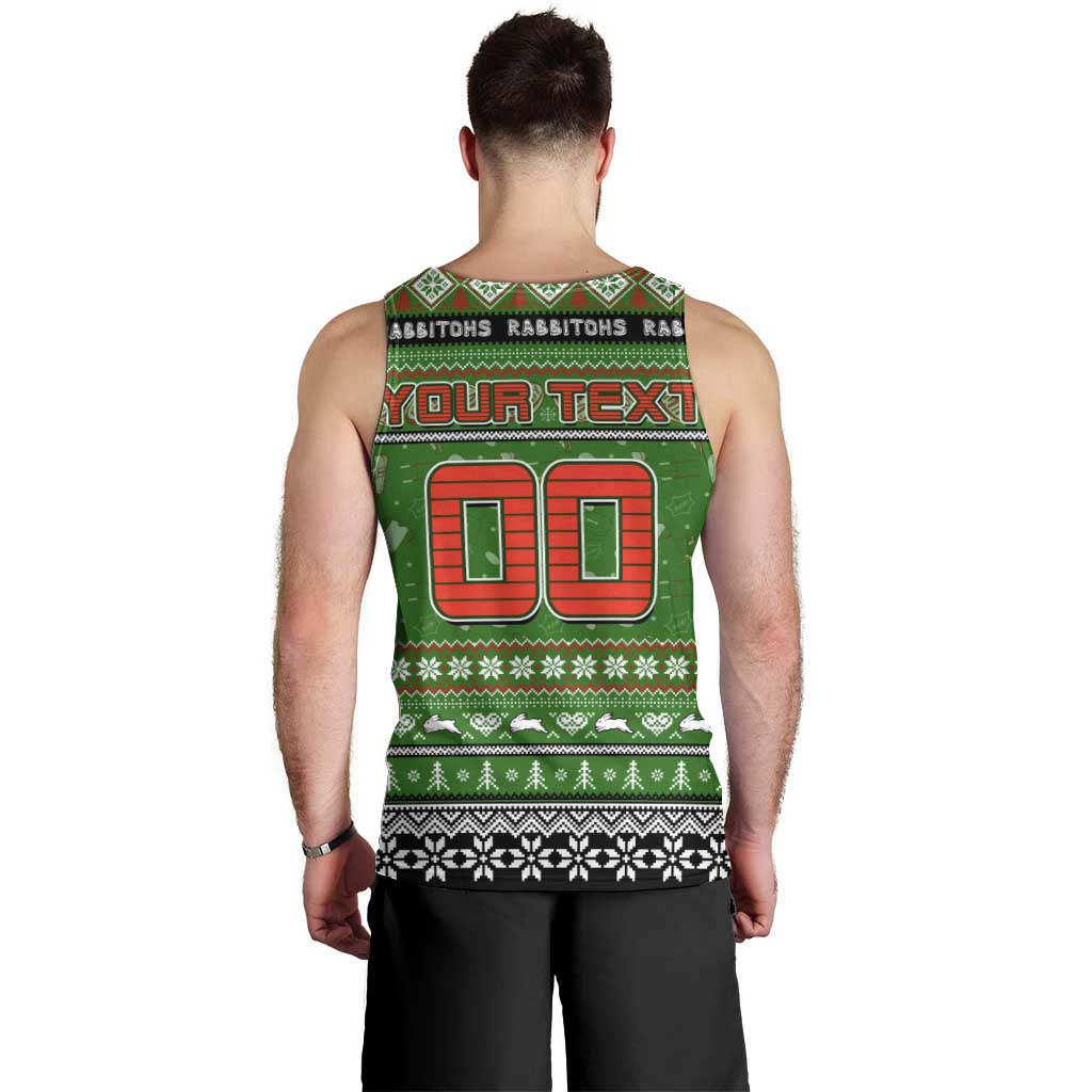 Personalized Rabbitohs Rugby Xmas Men Tank Top Australia NRL Mascot - Vibe Hoodie Shop