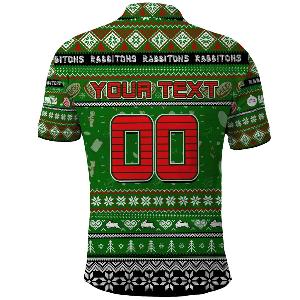 Personalized Rabbitohs Rugby Xmas Polo Shirt Australia NRL Mascot - Vibe Hoodie Shop