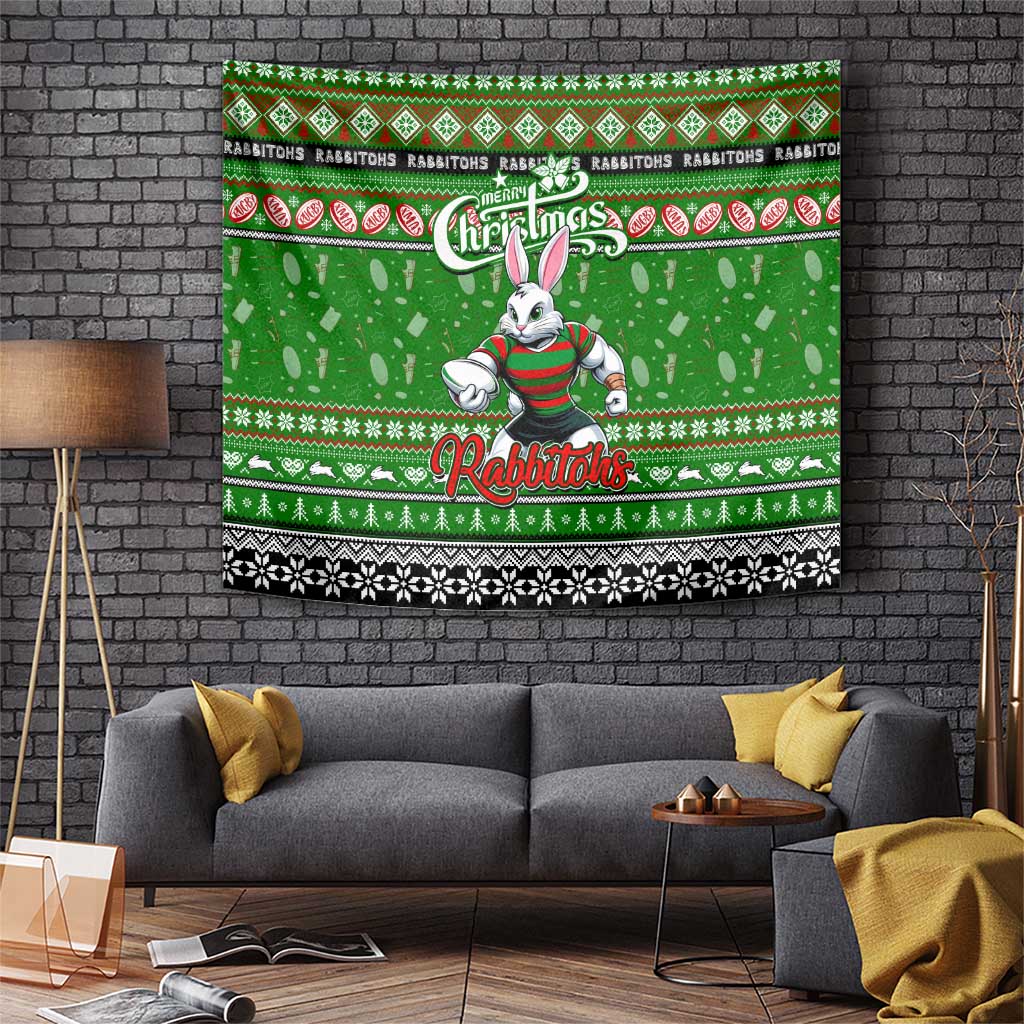 Rabbitohs Rugby Xmas Tapestry Australia NRL Mascot - Vibe Hoodie Shop