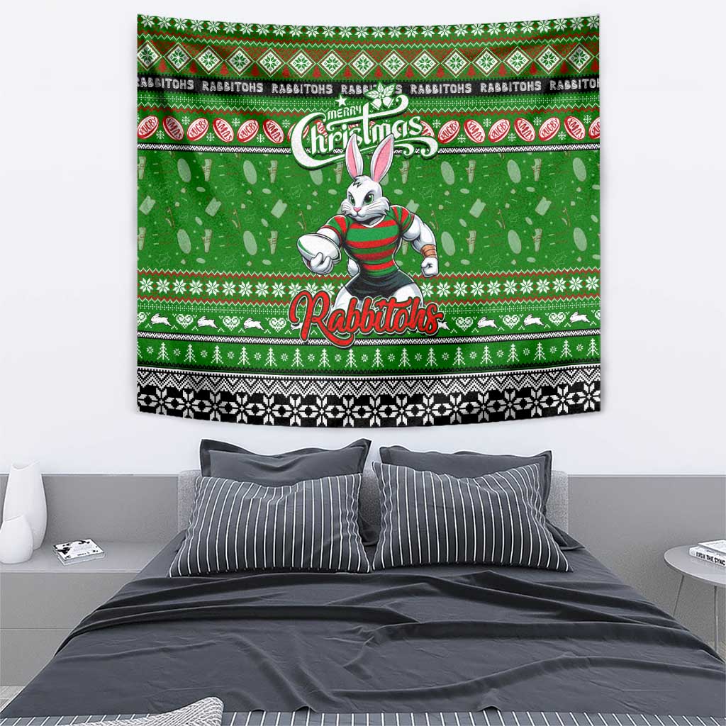 Rabbitohs Rugby Xmas Tapestry Australia NRL Mascot - Vibe Hoodie Shop