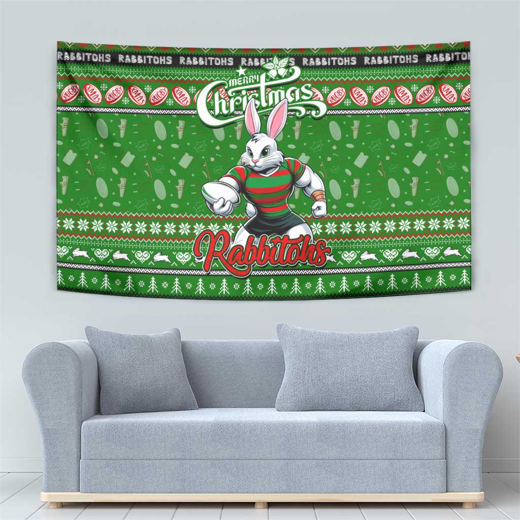 Rabbitohs Rugby Xmas Tapestry Australia NRL Mascot - Vibe Hoodie Shop