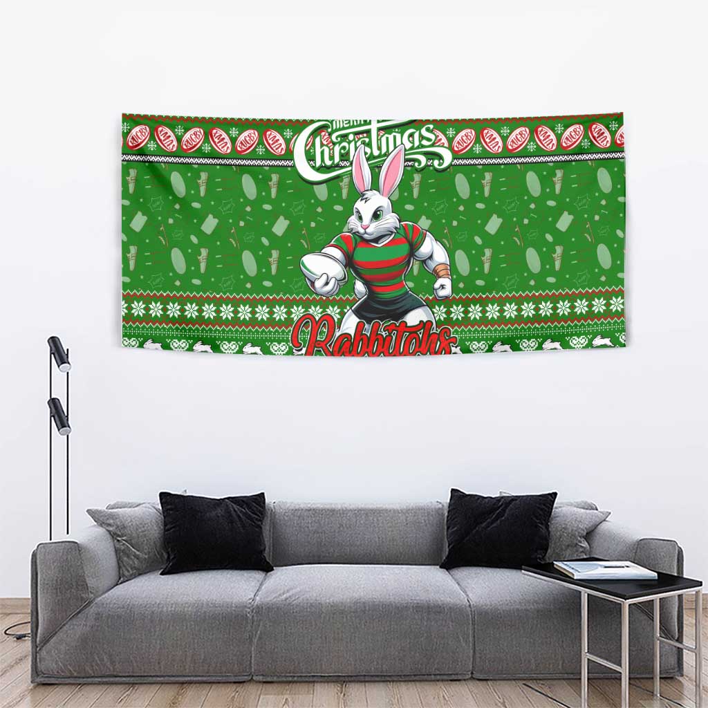 Rabbitohs Rugby Xmas Tapestry Australia NRL Mascot - Vibe Hoodie Shop