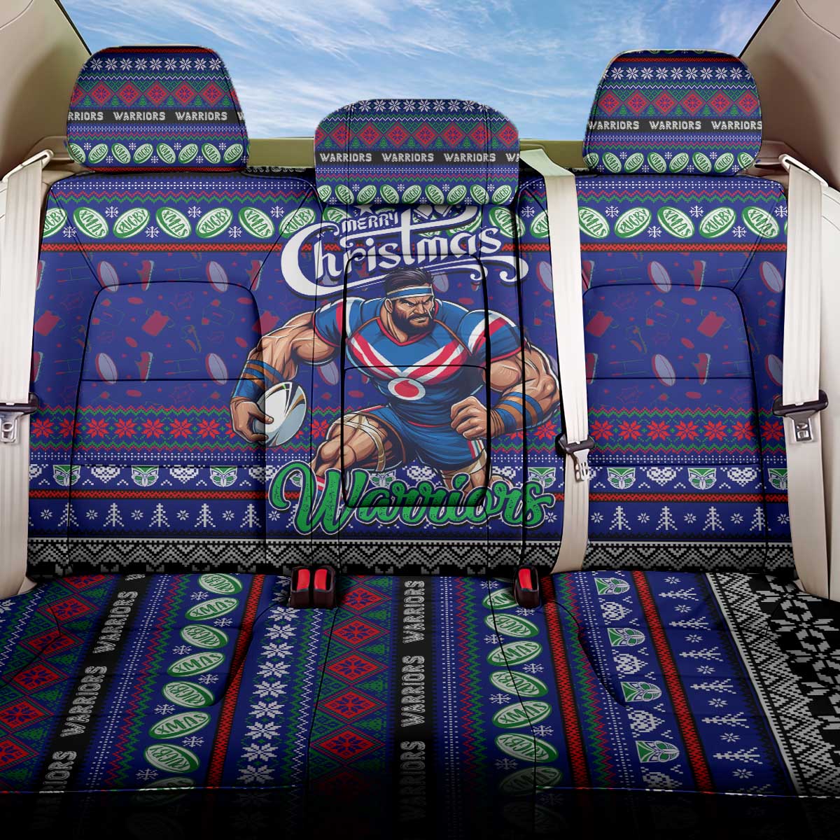 New Zealand Warriors Rugby Xmas Back Car Seat Cover Australia NRL Mascot