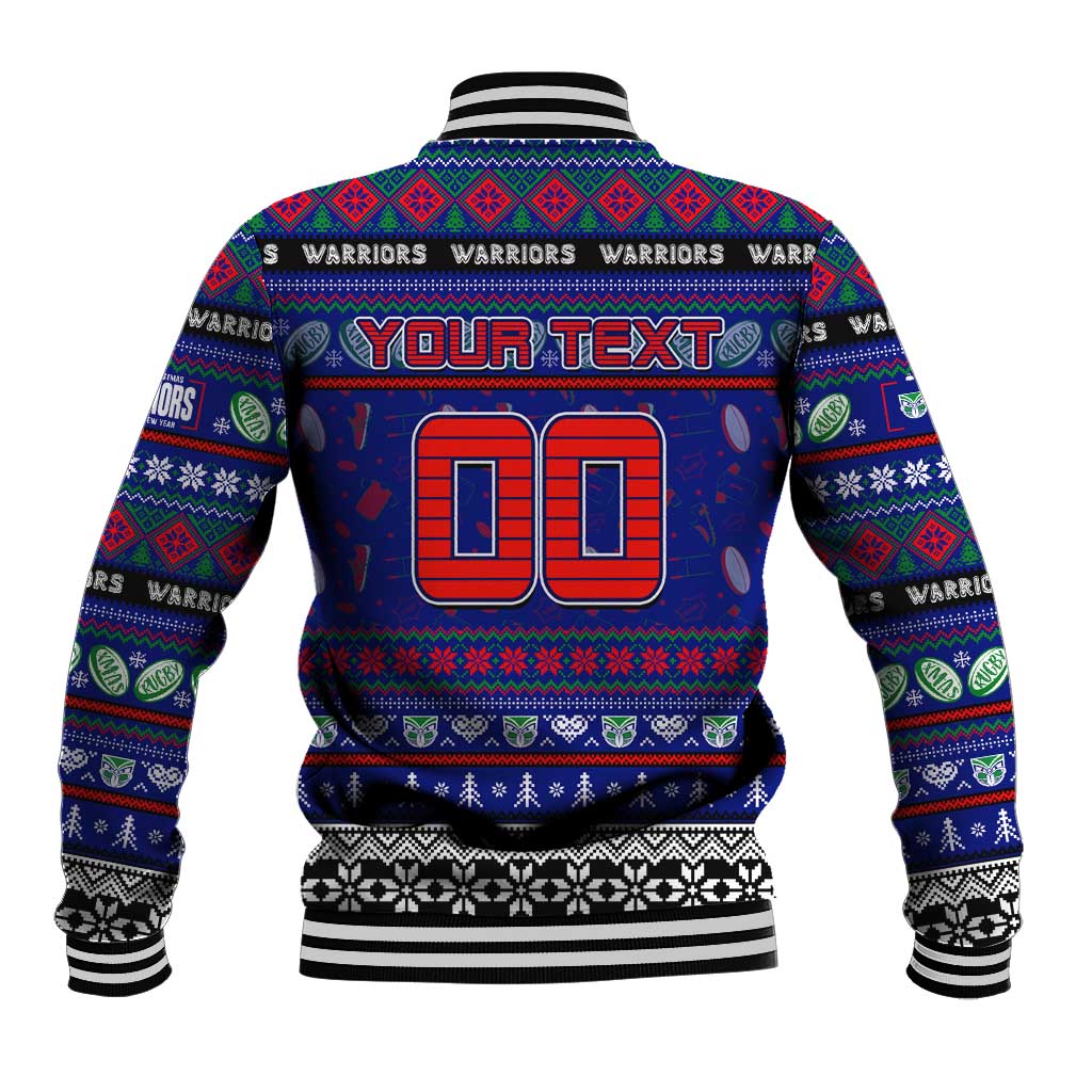 Personalized New Zealand Warriors Rugby Xmas Baseball Jacket Australia NRL Mascot - Vibe Hoodie Shop