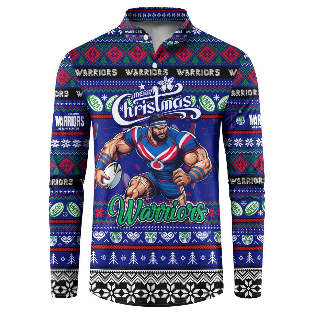 Personalized New Zealand Warriors Rugby Xmas Button Sweatshirt Australia NRL Mascot