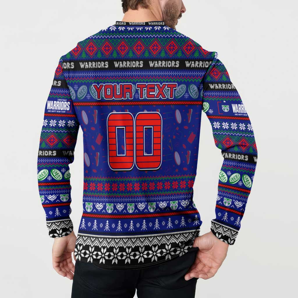 Personalized New Zealand Warriors Rugby Xmas Button Sweatshirt Australia NRL Mascot