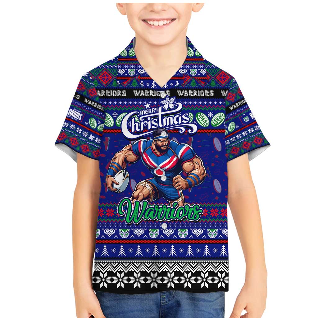 Personalized New Zealand Warriors Rugby Xmas Family Matching Mermaid Dress and Hawaiian Shirt Australia NRL Mascot