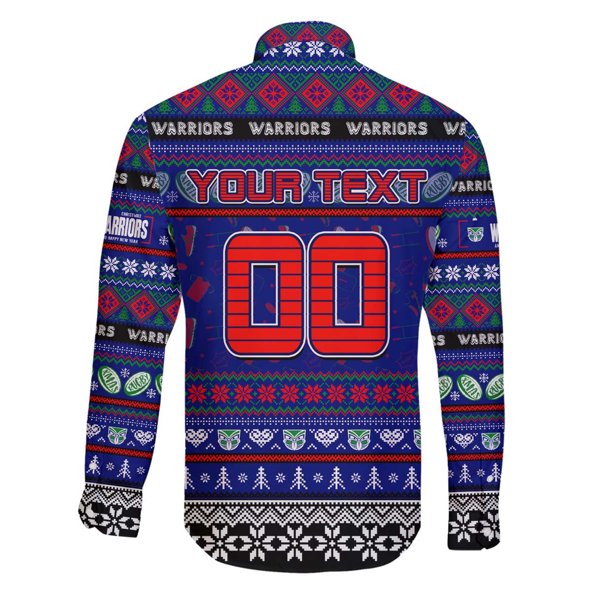 Personalized New Zealand Warriors Rugby Xmas Family Matching Off The Shoulder Long Sleeve Dress and Hawaiian Shirt Australia NRL Mascot