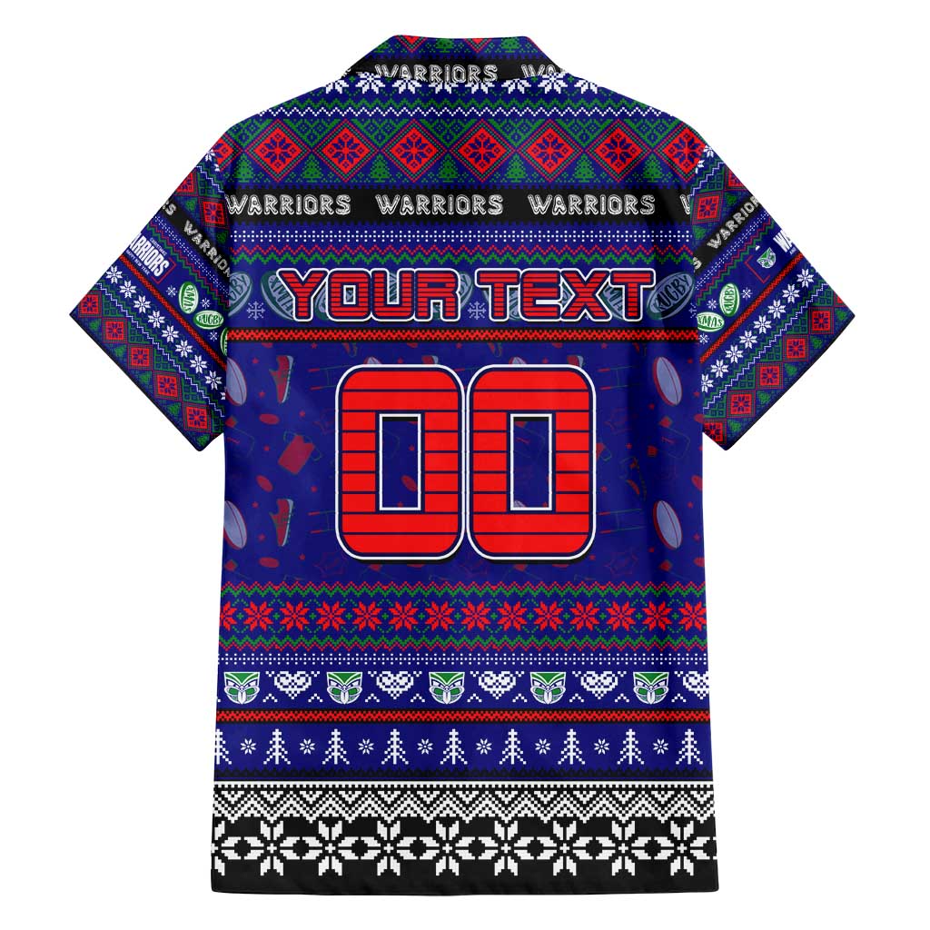 Personalized New Zealand Warriors Rugby Xmas Family Matching Off Shoulder Short Dress and Hawaiian Shirt Australia NRL Mascot