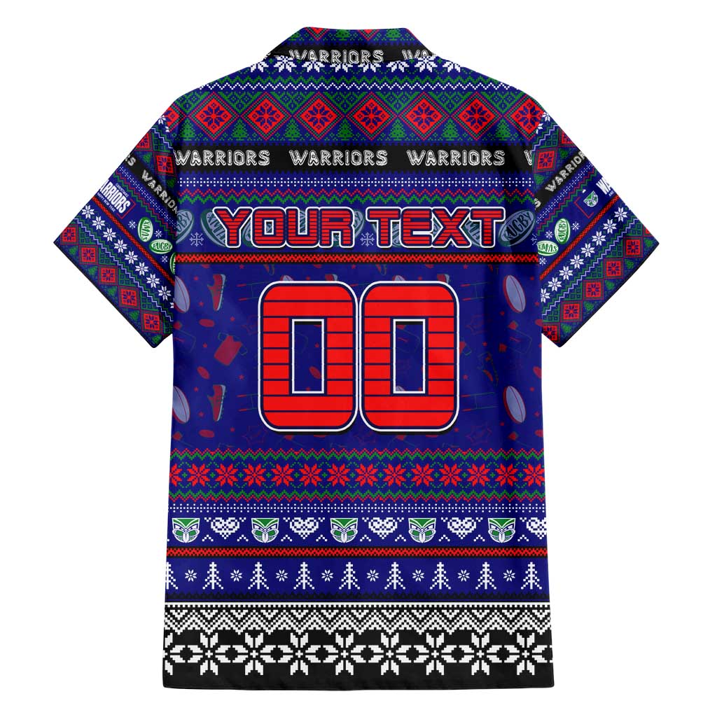Personalized New Zealand Warriors Rugby Xmas Family Matching Short Sleeve Bodycon Dress and Hawaiian Shirt Australia NRL Mascot