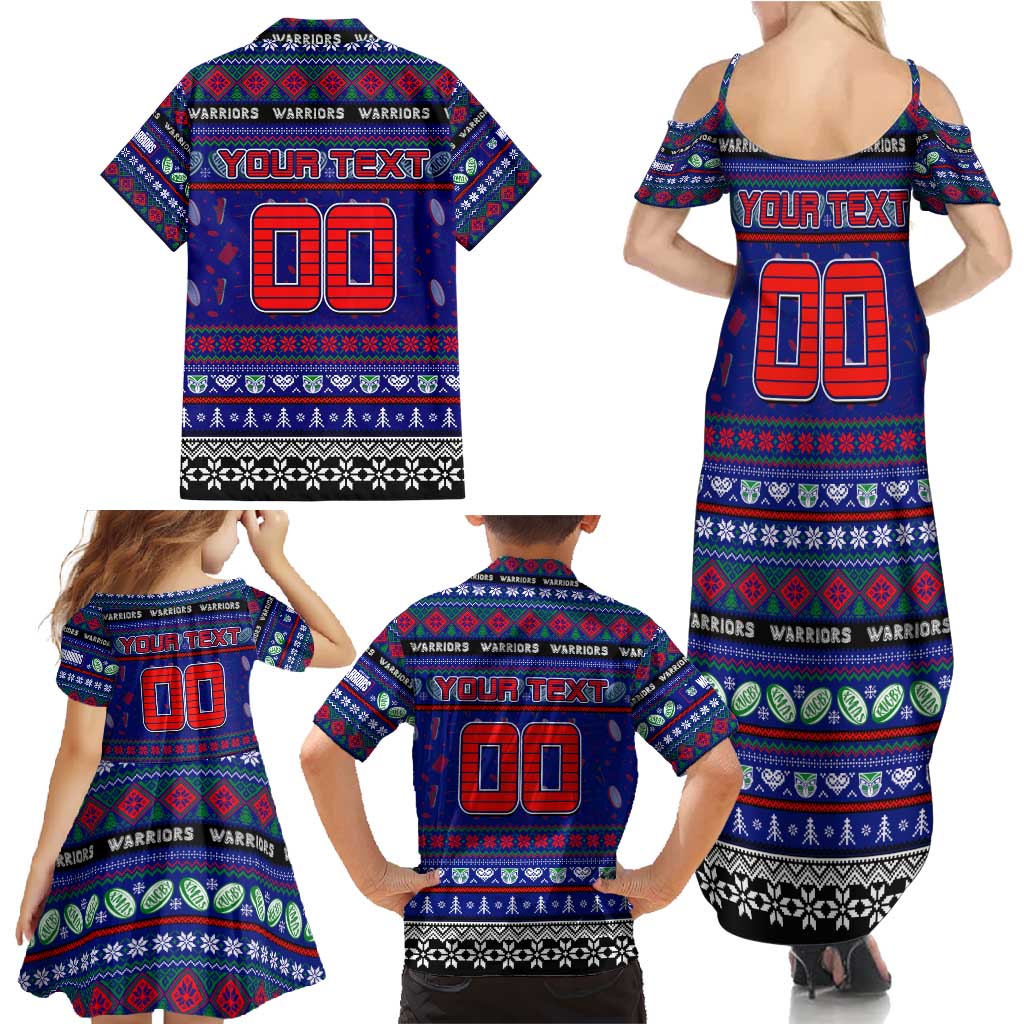 Personalized New Zealand Warriors Rugby Xmas Family Matching Summer Maxi Dress and Hawaiian Shirt Australia NRL Mascot
