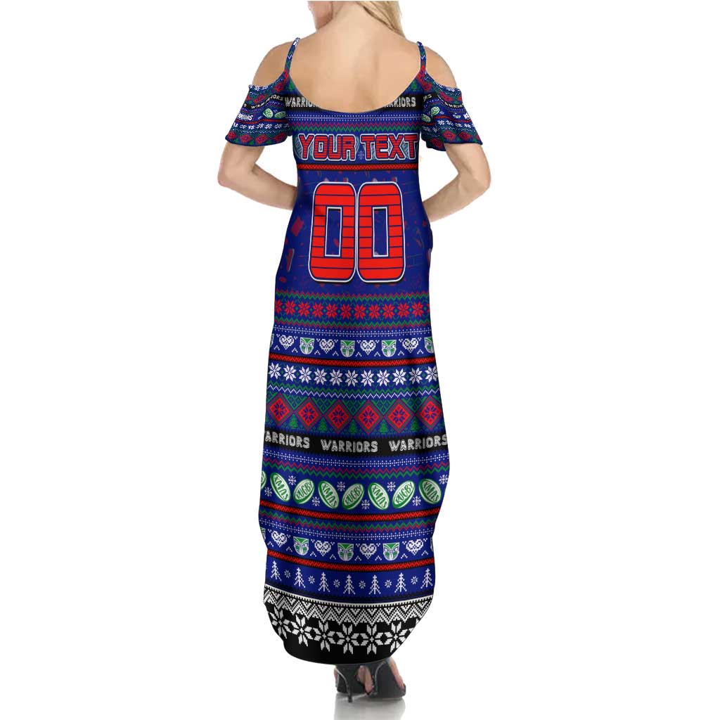 Personalized New Zealand Warriors Rugby Xmas Family Matching Summer Maxi Dress and Hawaiian Shirt Australia NRL Mascot