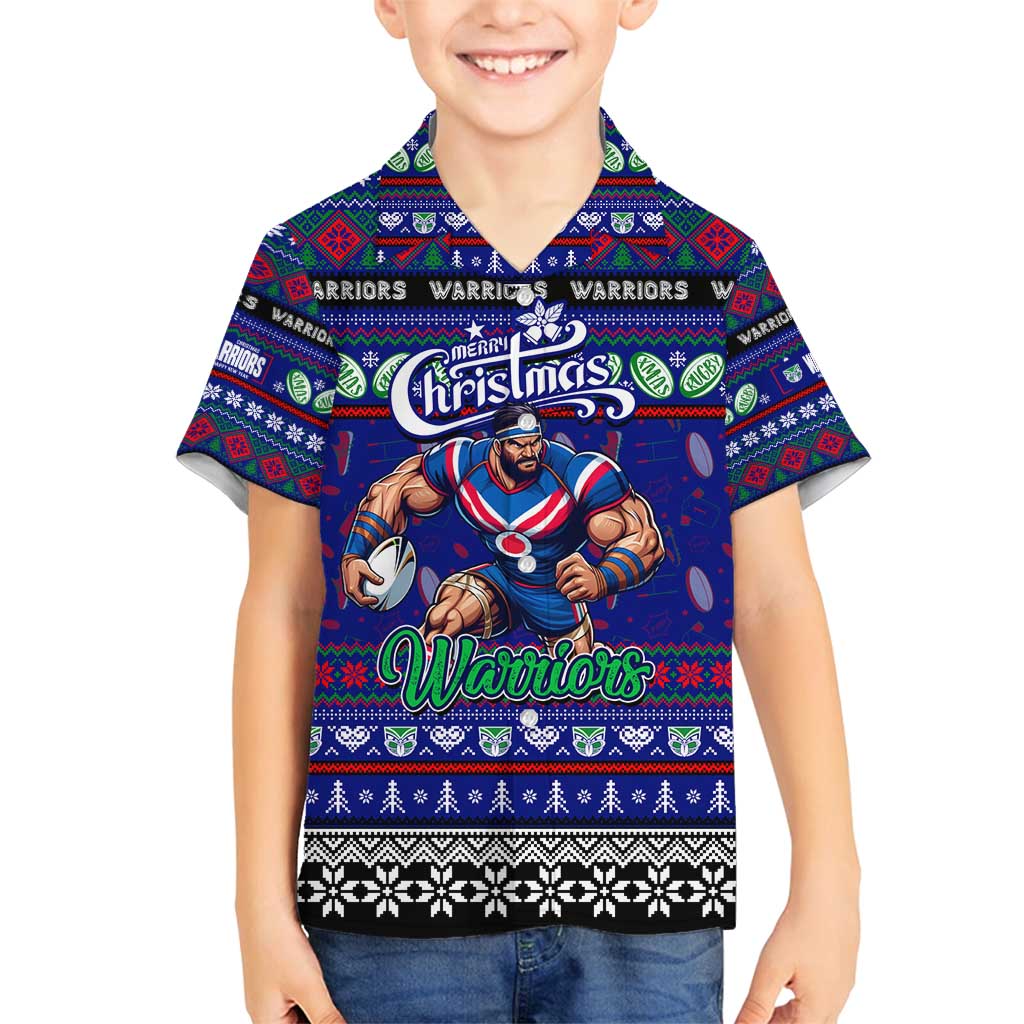 Personalized New Zealand Warriors Rugby Xmas Family Matching Tank Maxi Dress and Hawaiian Shirt Australia NRL Mascot