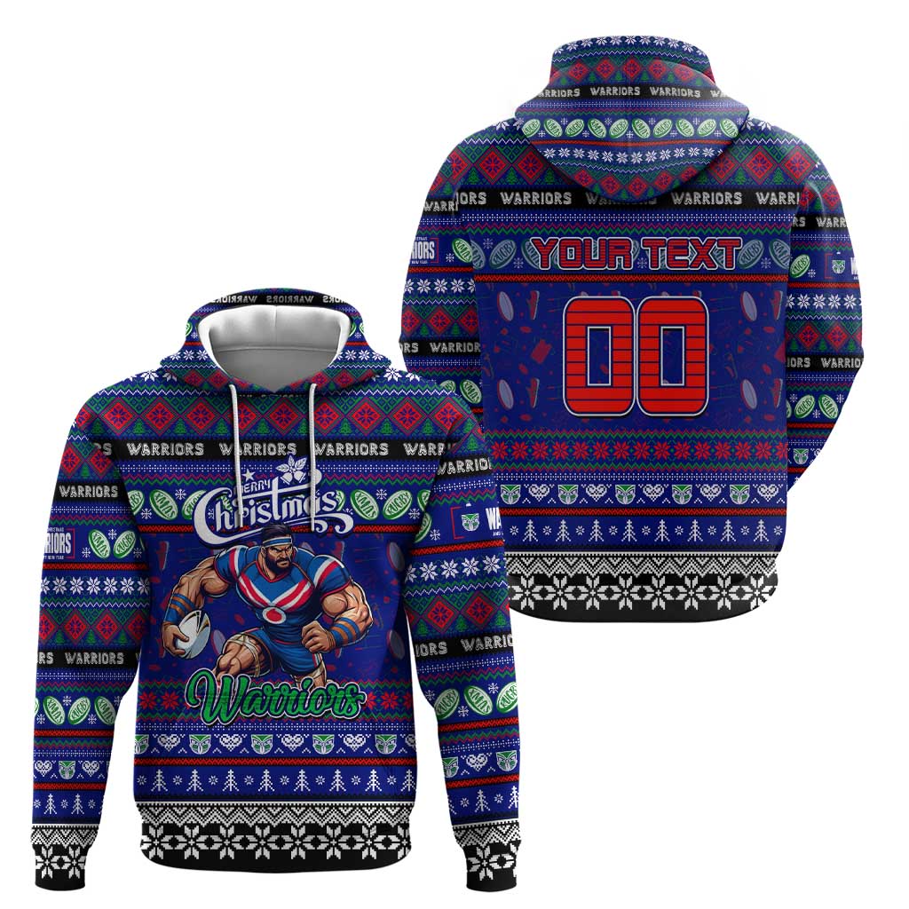 Personalized New Zealand Warriors Rugby Xmas Hoodie Australia NRL Mascot - Vibe Hoodie Shop