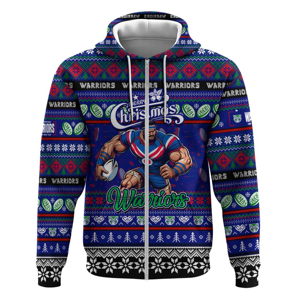 Personalized New Zealand Warriors Rugby Xmas Hoodie Australia NRL Mascot - Vibe Hoodie Shop
