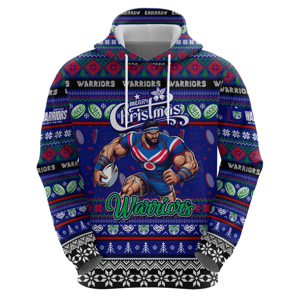 Personalized New Zealand Warriors Rugby Xmas Hoodie Australia NRL Mascot - Vibe Hoodie Shop