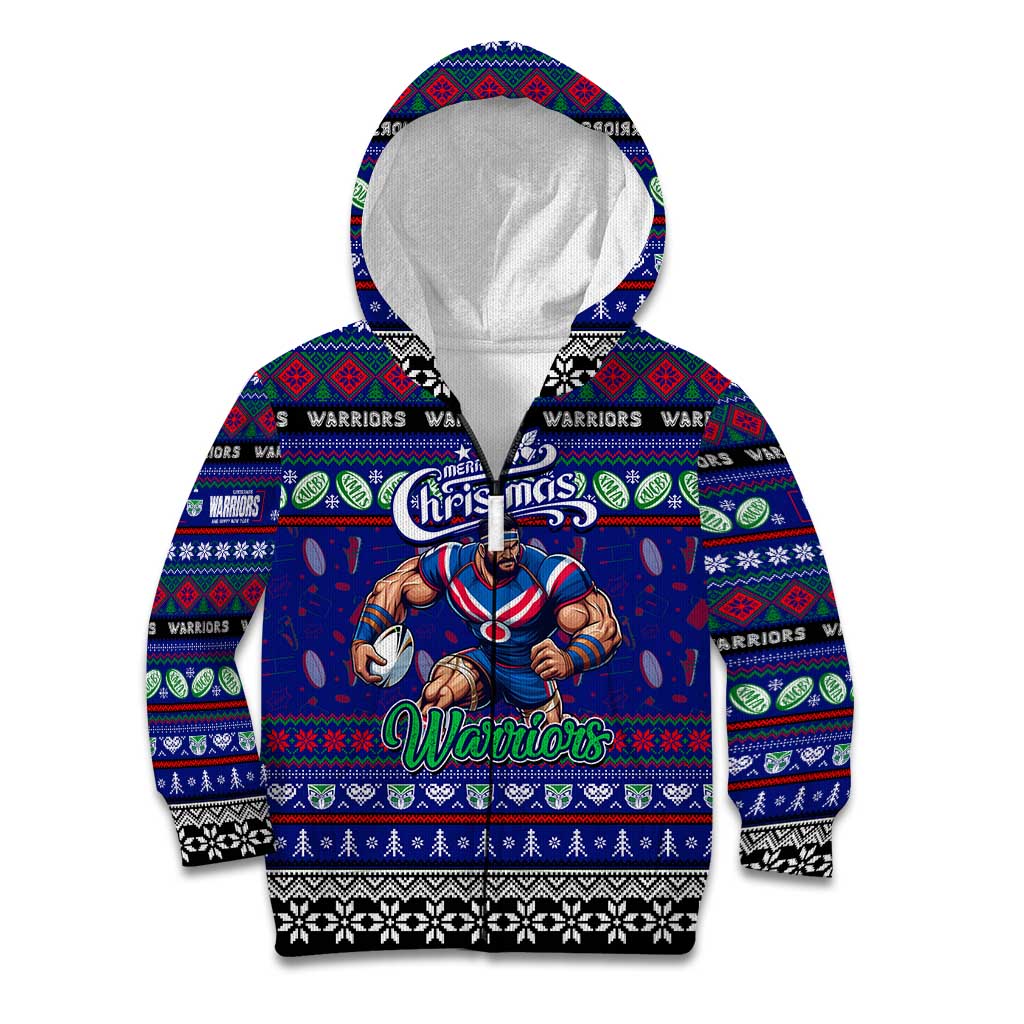 Personalized New Zealand Warriors Rugby Xmas Kid Hoodie Australia NRL Mascot - Vibe Hoodie Shop
