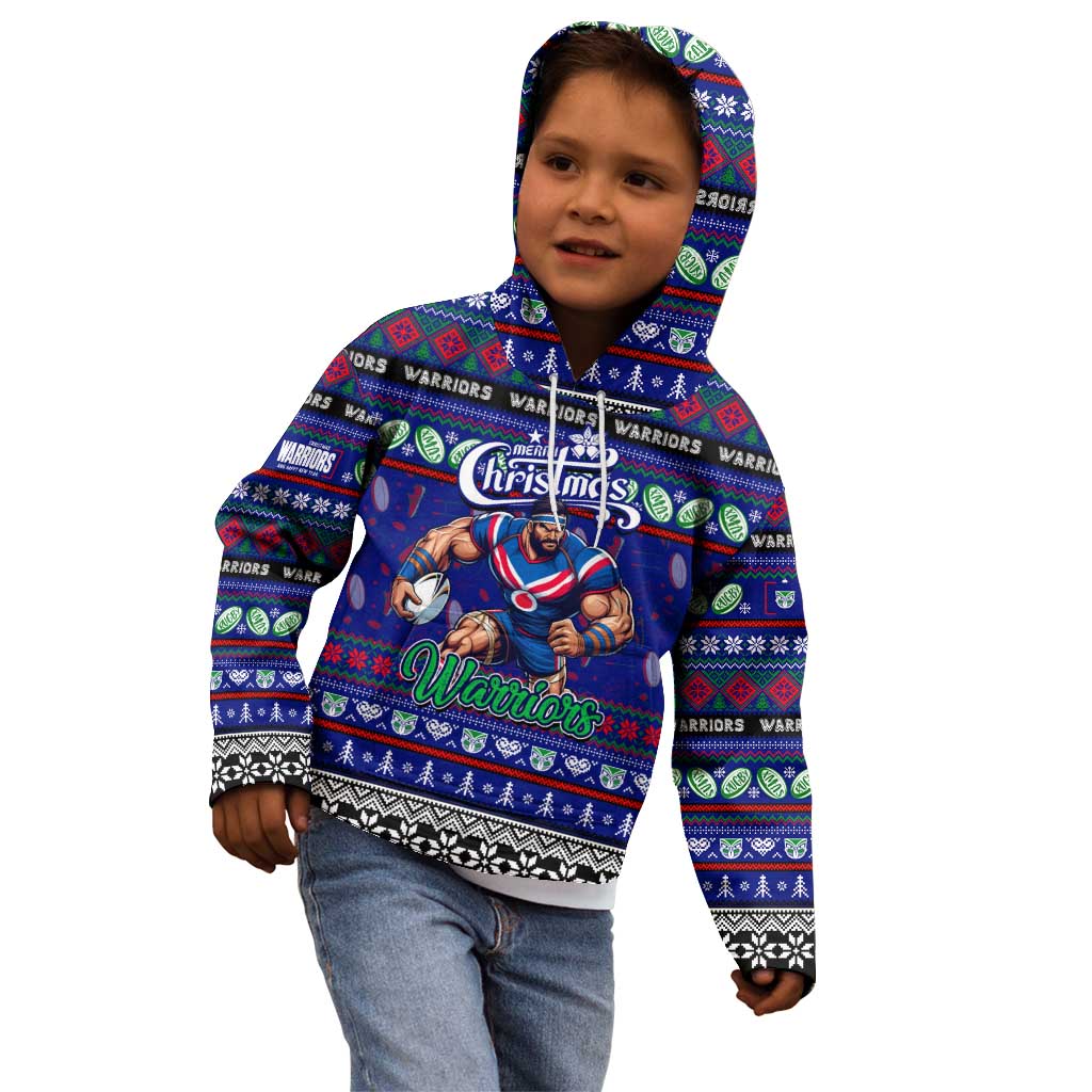 Personalized New Zealand Warriors Rugby Xmas Kid Hoodie Australia NRL Mascot - Vibe Hoodie Shop