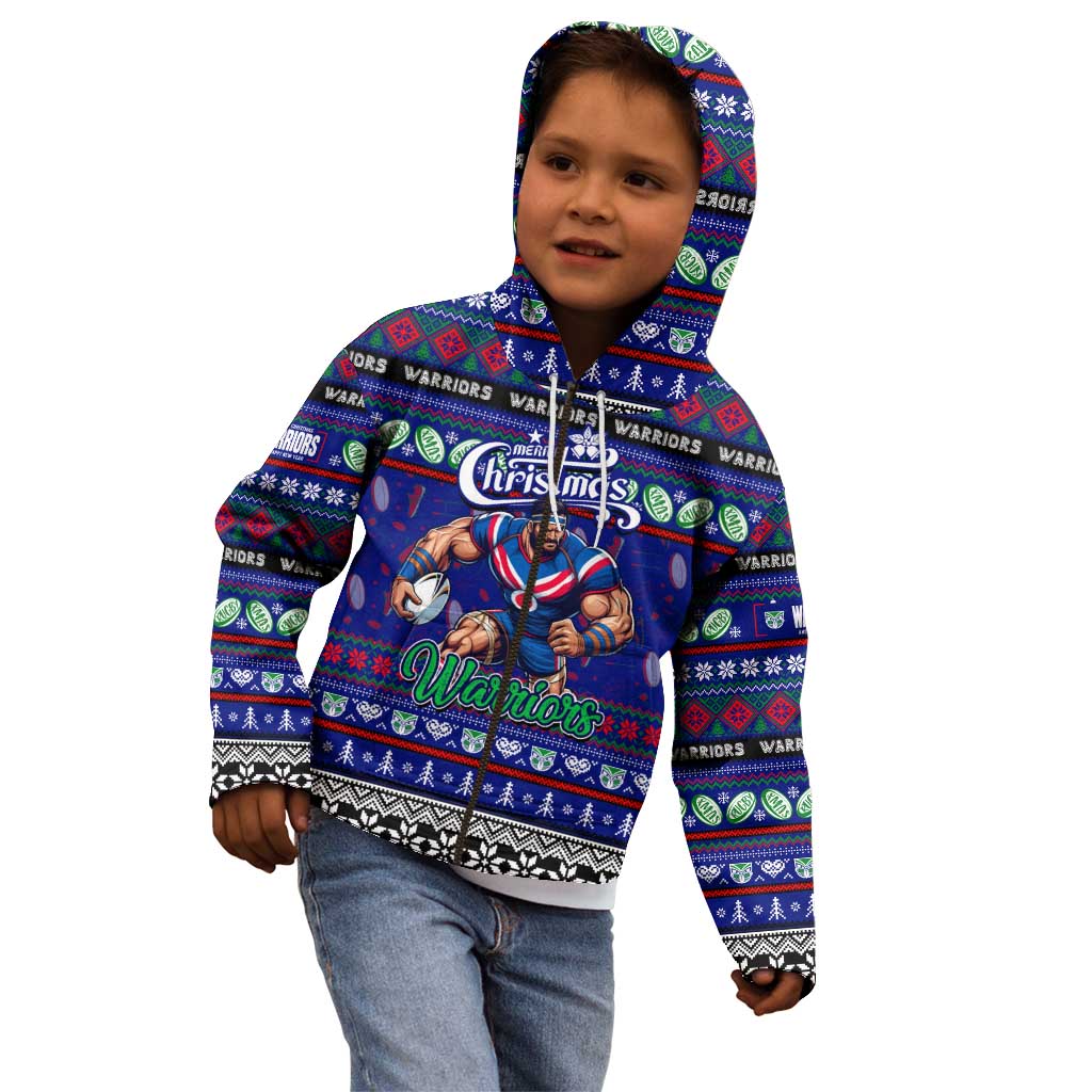 Personalized New Zealand Warriors Rugby Xmas Kid Hoodie Australia NRL Mascot - Vibe Hoodie Shop