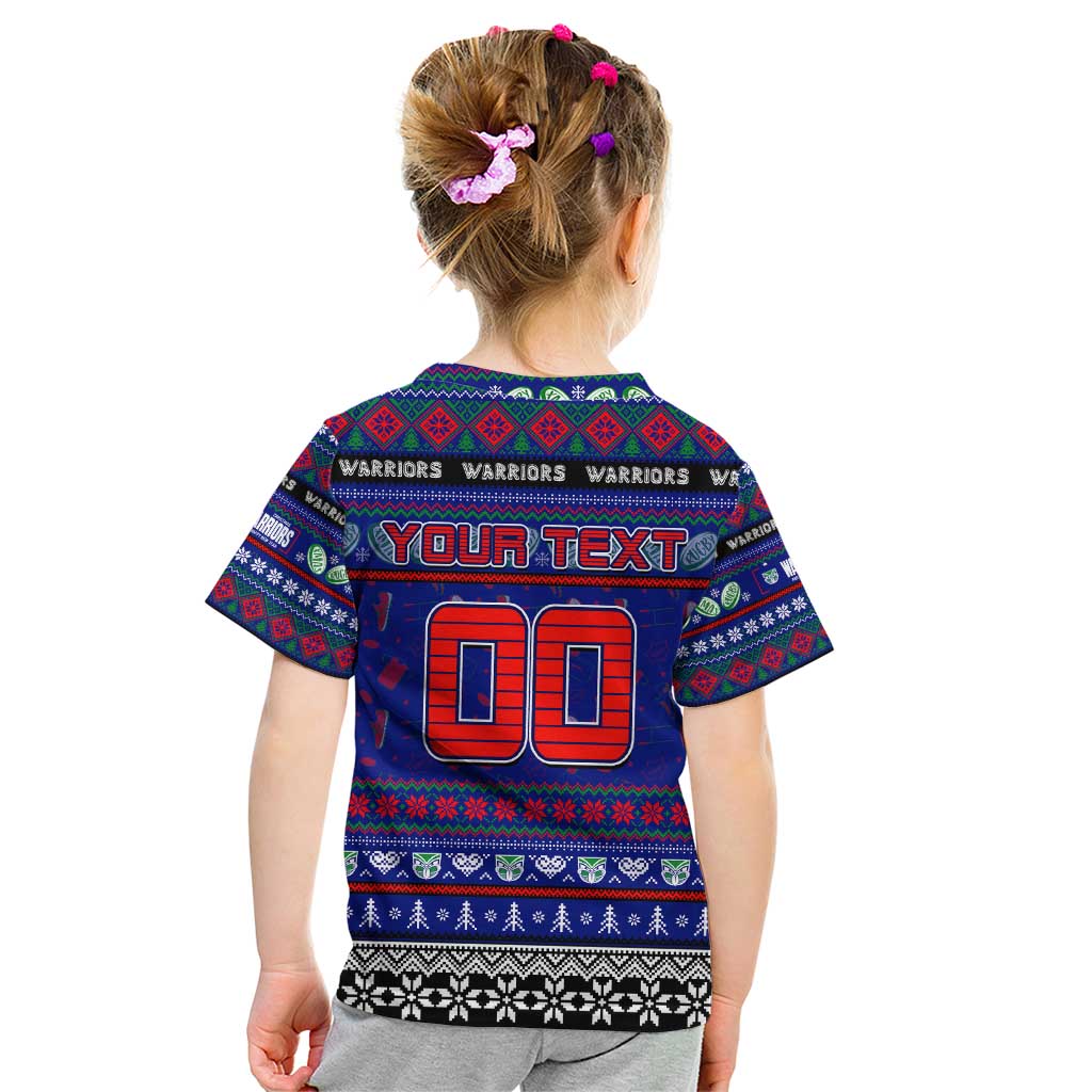 Personalized New Zealand Warriors Rugby Xmas Kid T Shirt Australia NRL Mascot - Vibe Hoodie Shop