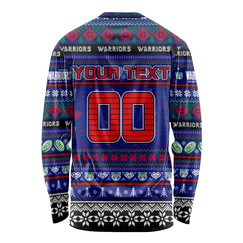 Personalized New Zealand Warriors Rugby Xmas Long Sleeve Shirt Australia NRL Mascot - Vibe Hoodie Shop