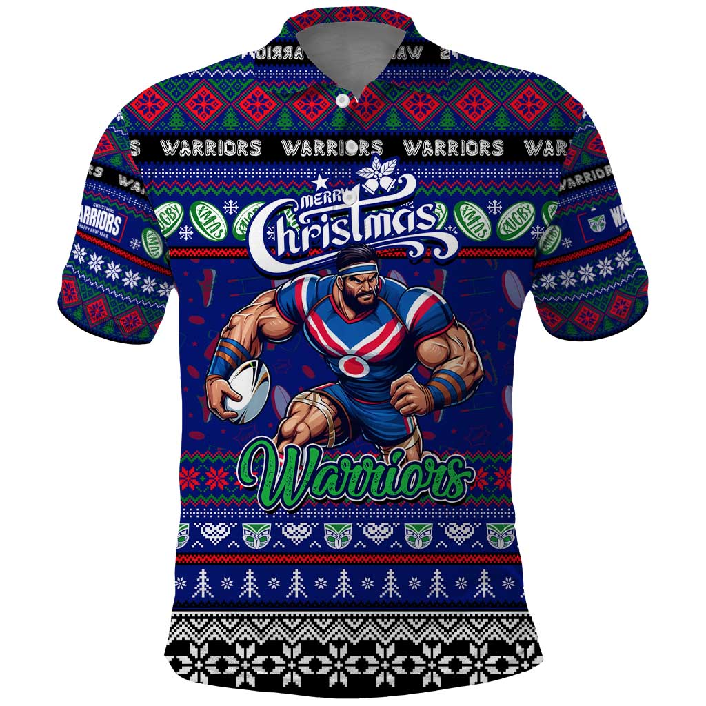Personalized New Zealand Warriors Rugby Xmas Polo Shirt Australia NRL Mascot - Vibe Hoodie Shop