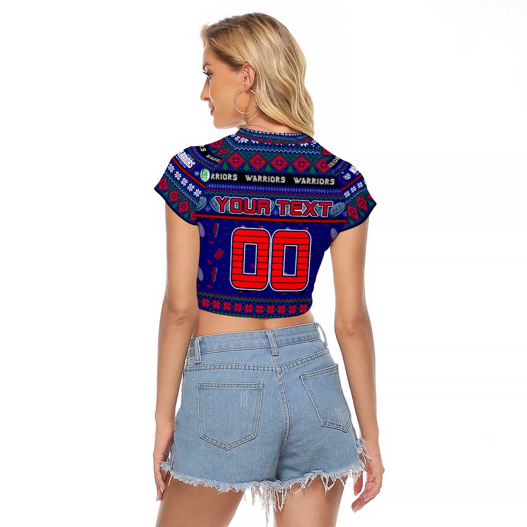 Personalized New Zealand Warriors Rugby Xmas Raglan Cropped T Shirt Australia NRL Mascot - Vibe Hoodie Shop