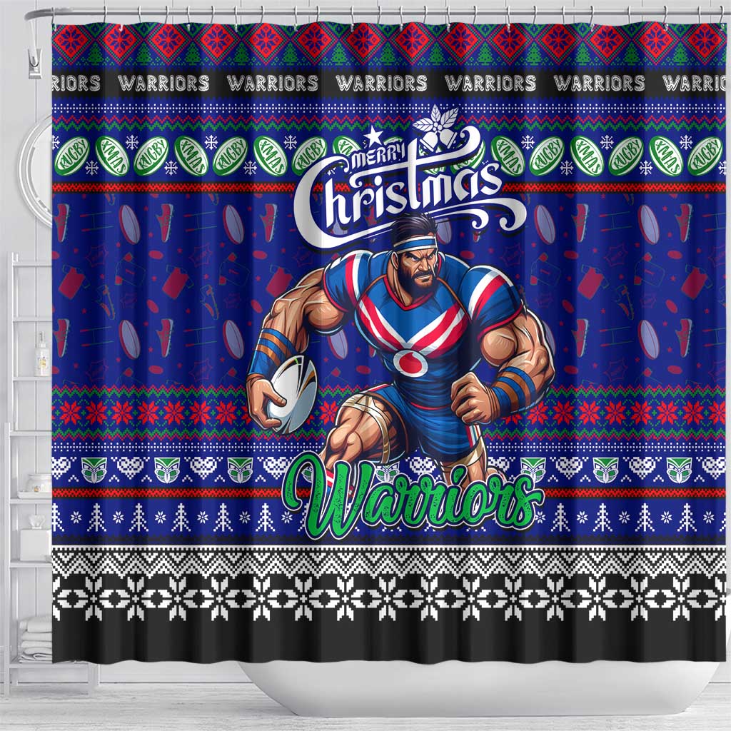 New Zealand Warriors Rugby Xmas Shower Curtain Australia NRL Mascot