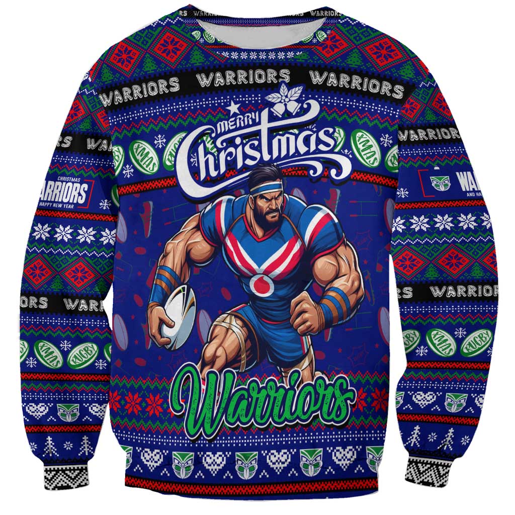 Personalized New Zealand Warriors Rugby Xmas Sweatshirt Australia NRL Mascot - Vibe Hoodie Shop