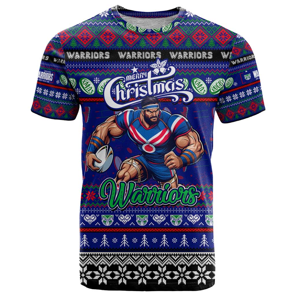 Personalized New Zealand Warriors Rugby Xmas T Shirt Australia NRL Mascot - Vibe Hoodie Shop