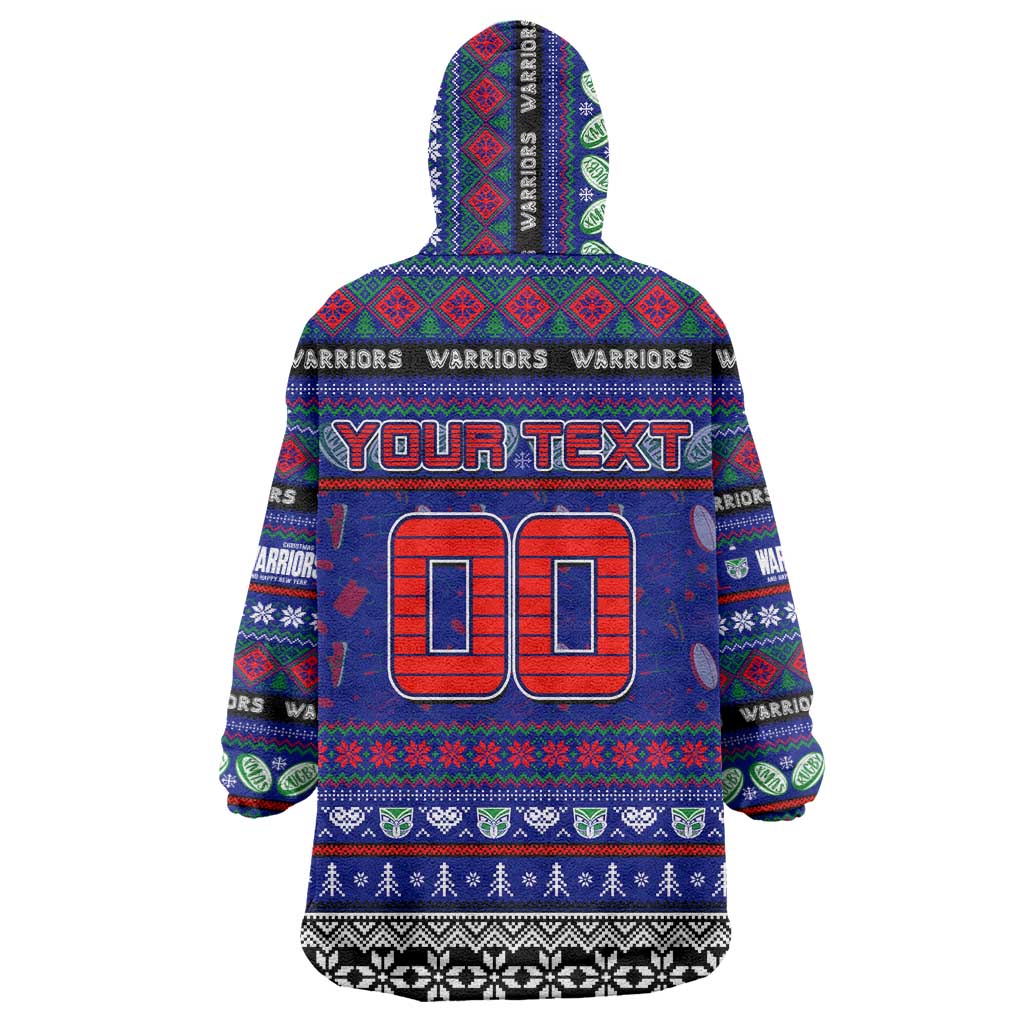 Personalized New Zealand Warriors Rugby Xmas Wearable Blanket Hoodie Australia NRL Mascot - Vibe Hoodie Shop