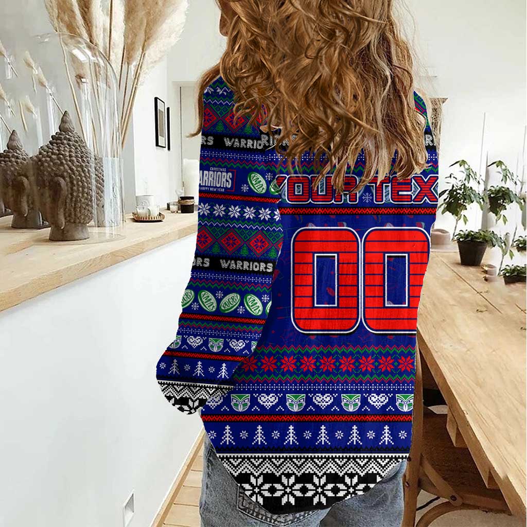 Personalized New Zealand Warriors Rugby Xmas Women Casual Shirt Australia NRL Mascot - Vibe Hoodie Shop