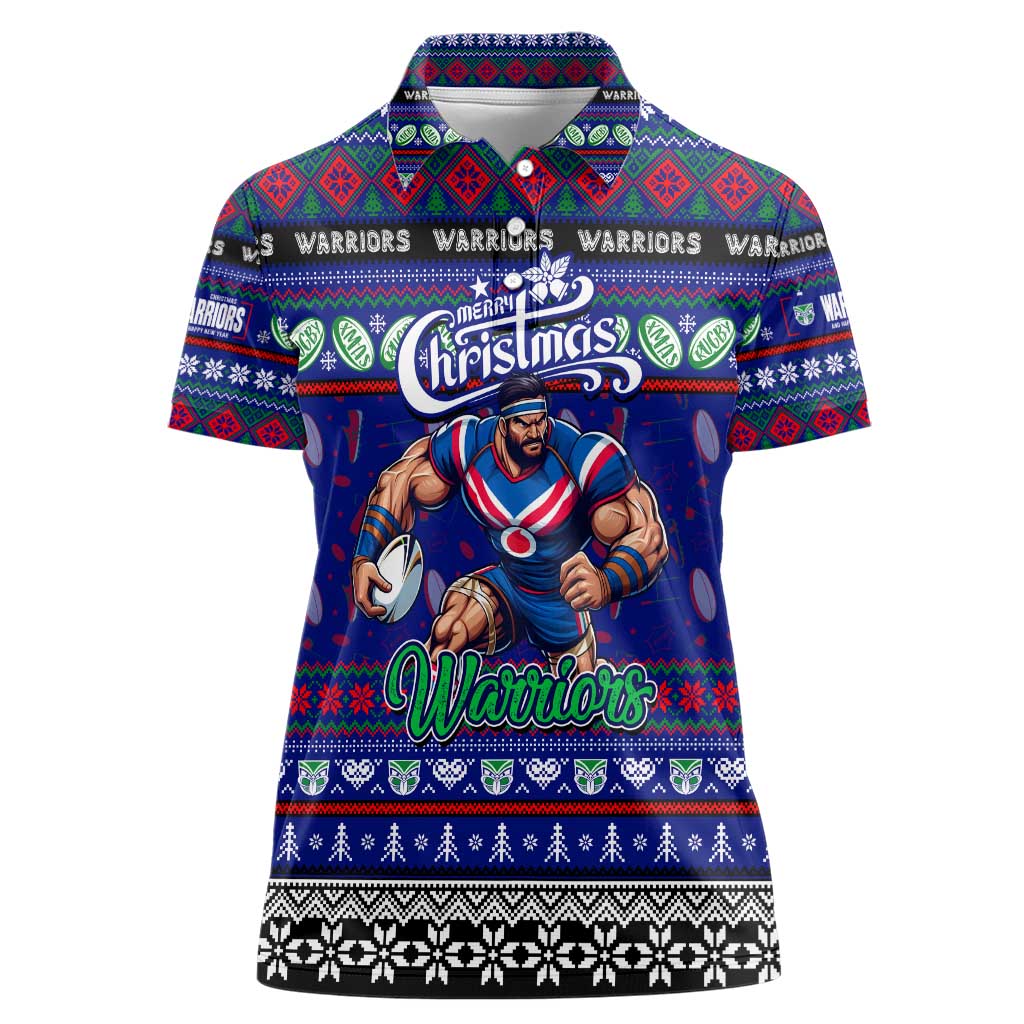 Personalized New Zealand Warriors Rugby Xmas Women Polo Shirt Australia NRL Mascot - Vibe Hoodie Shop