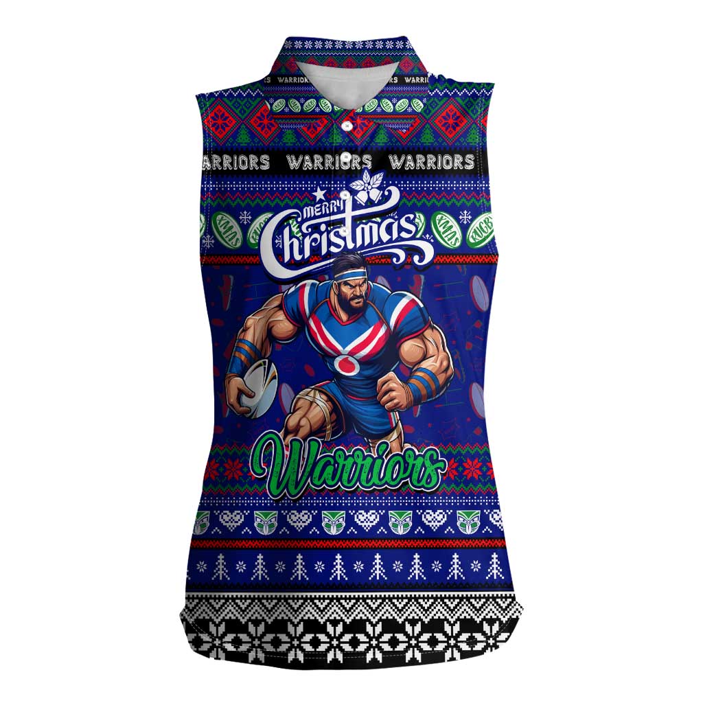 Personalized New Zealand Warriors Rugby Xmas Women Sleeveless Polo Shirt Australia NRL Mascot
