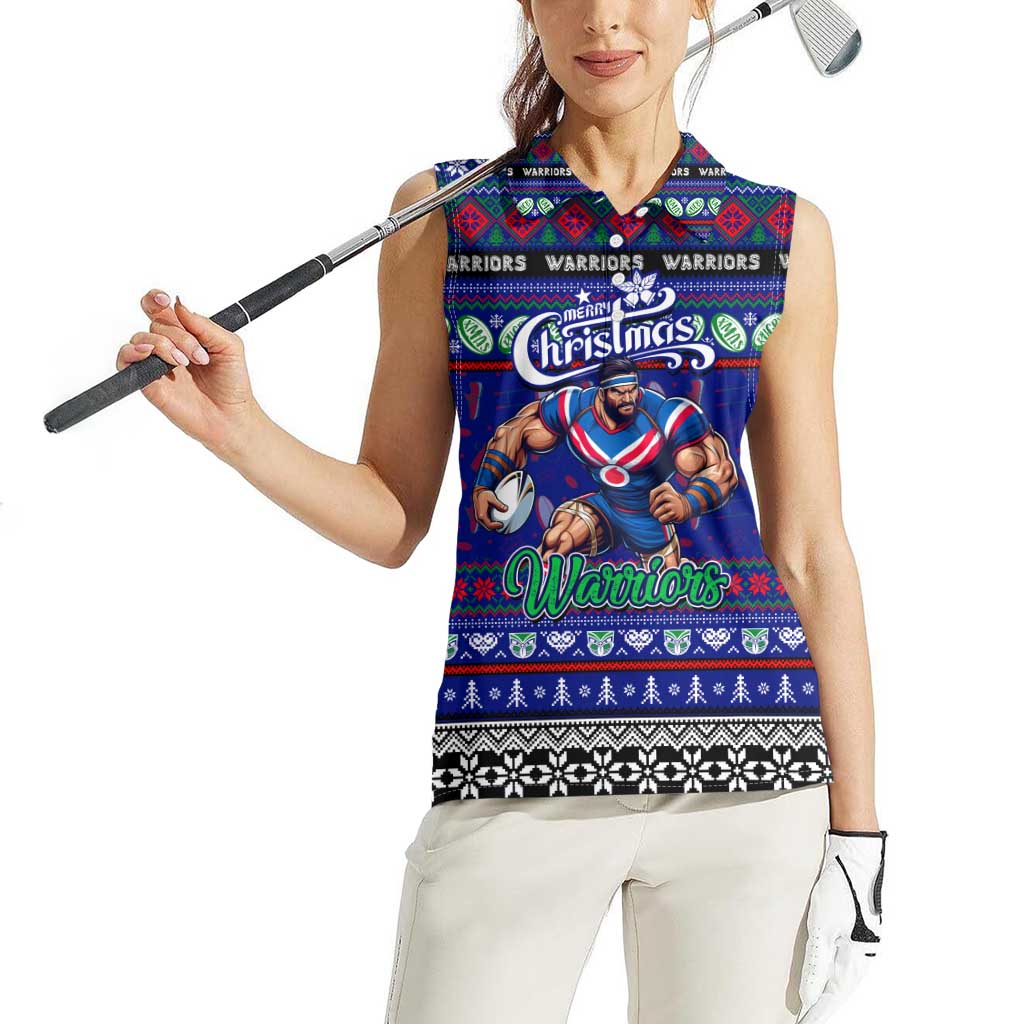 Personalized New Zealand Warriors Rugby Xmas Women Sleeveless Polo Shirt Australia NRL Mascot