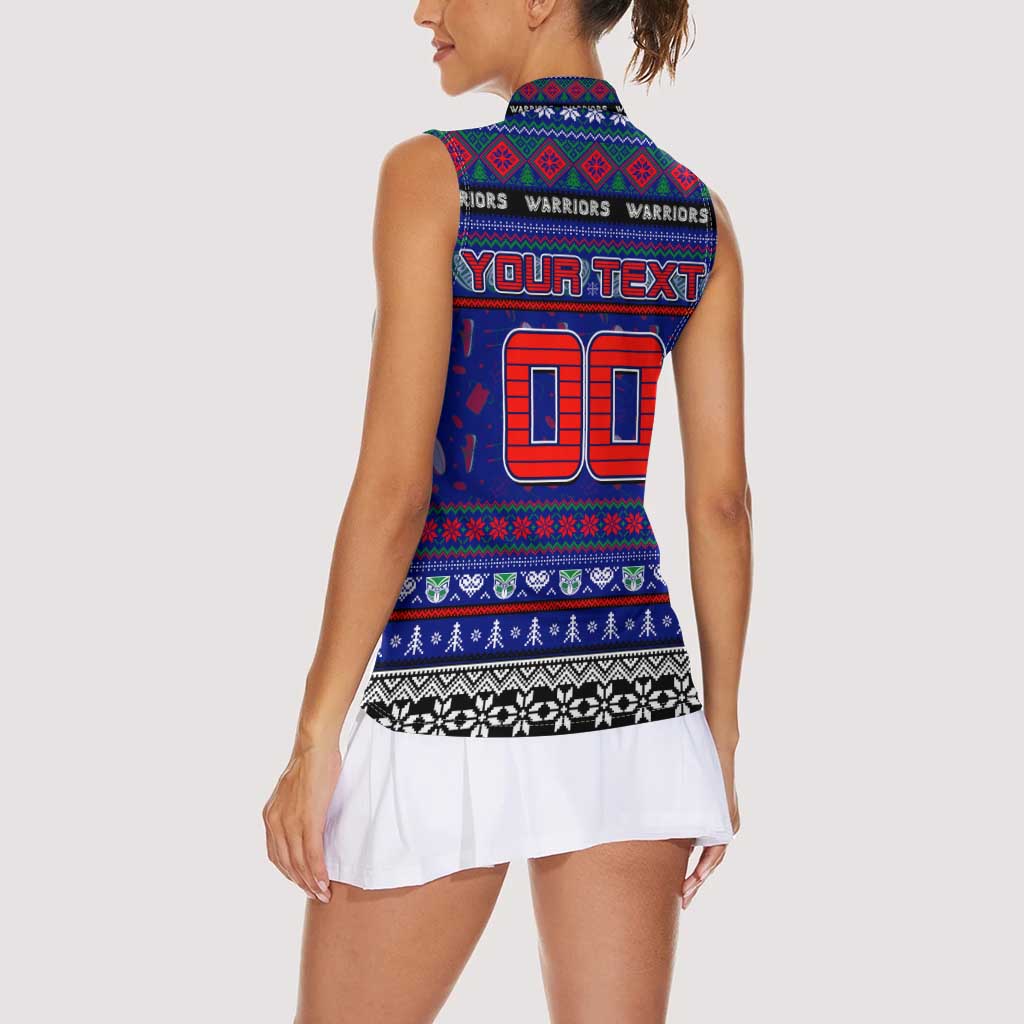 Personalized New Zealand Warriors Rugby Xmas Women Sleeveless Polo Shirt Australia NRL Mascot